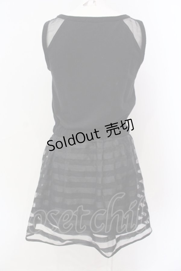 画像2: MA*RS / オーガンジーボーダーノースリーブワンピース  クロ O-25-06-23-028-EL-OP-IG-ZT183 (2)