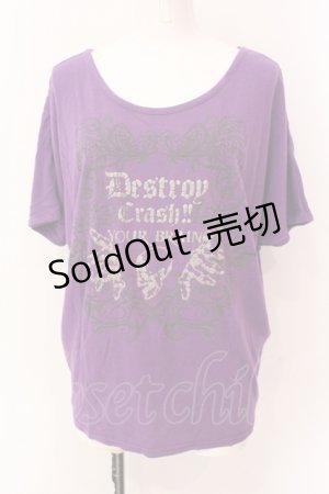画像: ALGONQUINS / ラメプリントTシャツ  パープル O-25-06-23-030-AL-TO-IG-OS
