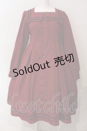 画像: Physical Drop / スクエアタックセーラーワンピース  ボルドー×クロ O-25-06-23-002-LO-OP-OW-OS