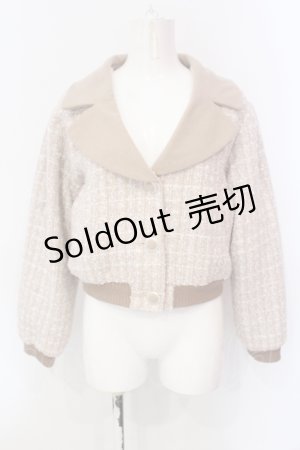 画像: axes femme POETIQUE / チェックツィードブルゾン  ピンク×ベージュ O-25-06-23-044-AX-JA-IG-ZT133