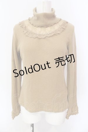 画像: axes femme / ビジュー使いタートルニットトップス M キャメル O-25-06-23-046-AX-TO-IG-ZT127