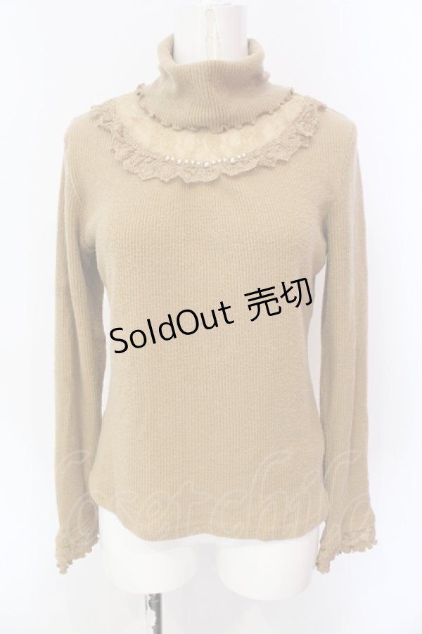 画像1: axes femme / ビジュー使いタートルニットトップス M キャメル O-25-06-23-046-AX-TO-IG-ZT127 (1)