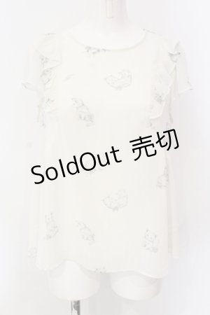 画像: franche lippee black / シルエットねこブラウス M ミルク O-25-06-23-047-LO-BL-IG-OS