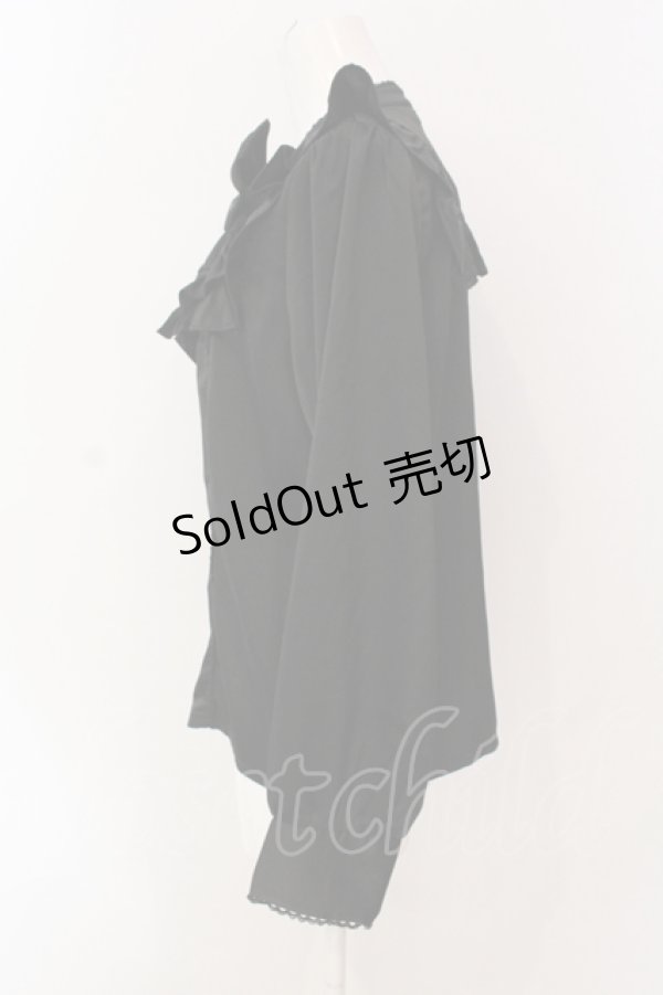 画像3: axes femme kawaii / ヴィンテージサテンブラウス M クロ O-25-06-23-057-AX-BL-OW-OS (3)