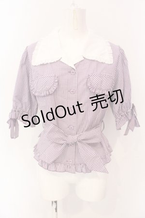 画像: Physical Drop / サマーギンガムシリーズレトロブラウス  パープルチェック O-25-06-23-073-LO-BL-OW-OS