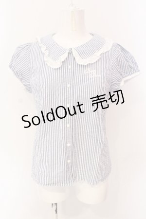 画像: E hyphen world gallery / サッカーストライプブラウス  ブルー×ホワイト O-25-06-23-081-LO-TO-IG-OS