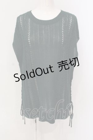 画像: axes femme / レースアップニットベスト M グリーン O-25-06-23-085-AX-TO-YM-ZT127