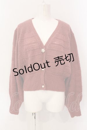 画像: axes femme / ボリューム袖ニットカーデ M アカ O-25-06-23-086-AX-TO-YM-ZT133