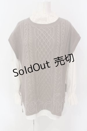 画像: axes femme / ニットベストアンサンブル M ダークベージュｘアイボリー O-25-06-23-088-AX-TO-YM-ZT