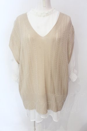 画像: axes femme / ニットベストアンサンブル F ベージュｘシロ O-25-06-23-089-AX-TO-YM-OS