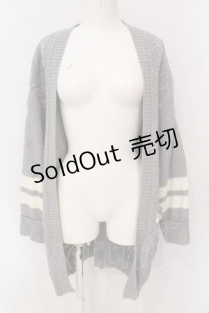 画像: axes femme / ラインニットトッパーカーディガン M グレー O-25-06-23-090-AX-TO-YM-ZT122