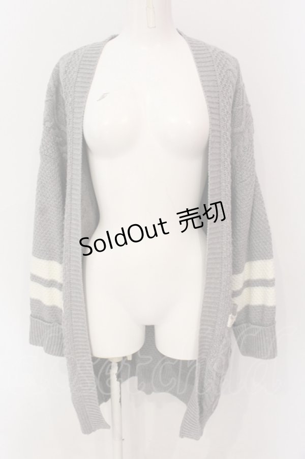 画像1: axes femme / ラインニットトッパーカーディガン M グレー O-25-06-23-090-AX-TO-YM-ZT122 (1)