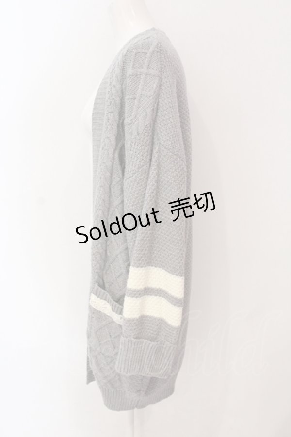 画像2: axes femme / ラインニットトッパーカーディガン M グレー O-25-06-23-090-AX-TO-YM-ZT122 (2)