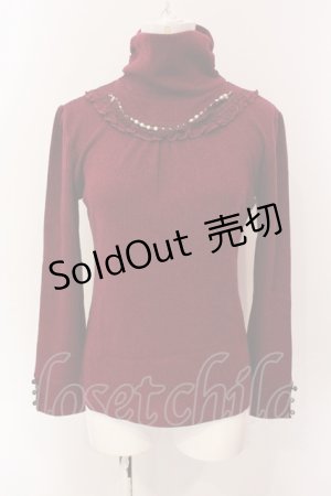 画像: axes femme / ネックレス付きテレコトップス M ワイン O-25-06-23-093-AX-TO-YM-ZT122