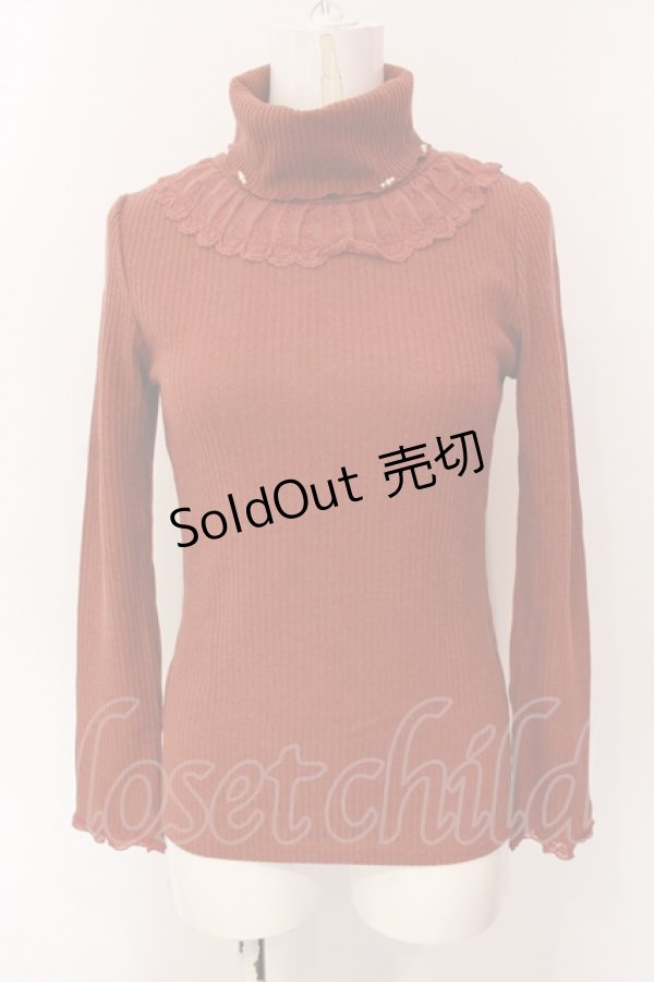 画像1: axes femme / パール配色テレコニットソー M レンガ O-25-06-23-094-AX-TO-YM-ZT122 (1)