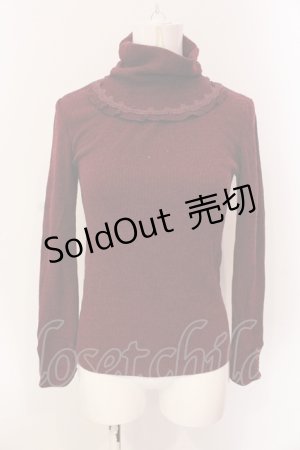 画像: axes femme / ネックレス風ハイネックテレコカットソー M エンジ O-25-06-23-095-AX-TO-YM-ZT122