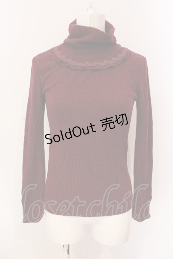 画像1: axes femme / ネックレス風ハイネックテレコカットソー M エンジ O-25-06-23-095-AX-TO-YM-ZT122 (1)