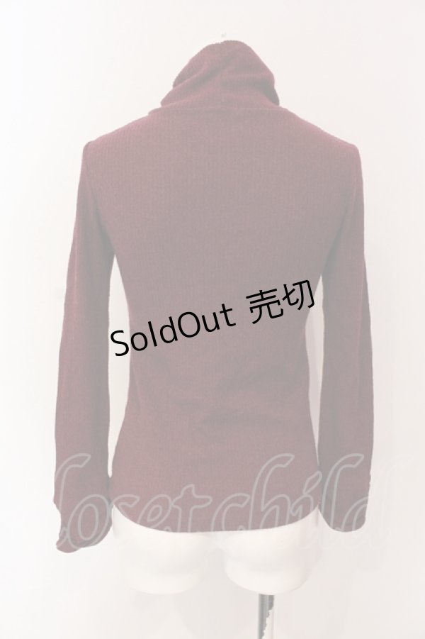 画像2: axes femme / ネックレス風ハイネックテレコカットソー M エンジ O-25-06-23-095-AX-TO-YM-ZT122 (2)