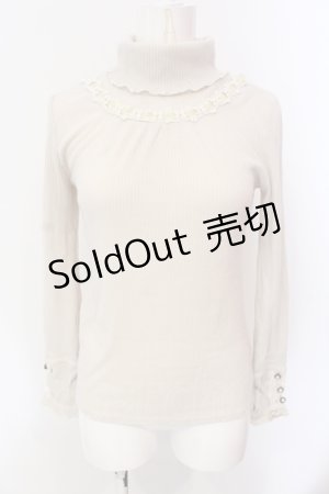 画像: axes femme / はしごレースリブタートルニットソー M ベージュ O-25-06-23-097-AX-TO-YM-ZT122