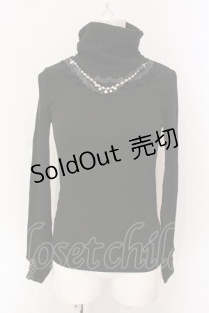 画像: axes femme / ネックレス付きテレコトップス M ブラック O-25-06-23-099-AX-TO-YM-ZT122