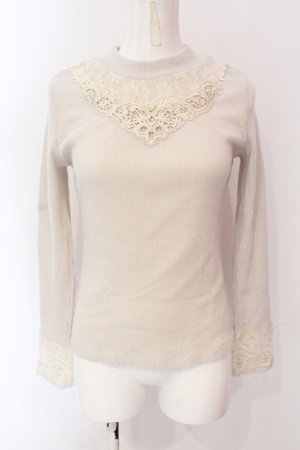 画像: axes femme / モチーフレースリブプルオーバー M シロ O-25-06-23-103-AX-TO-YM-OS