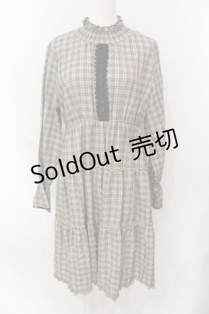 画像: axes femme / ハイカラーチェックワンピース M ライトブラウン O-25-06-23-111-AX-OP-YM-OS