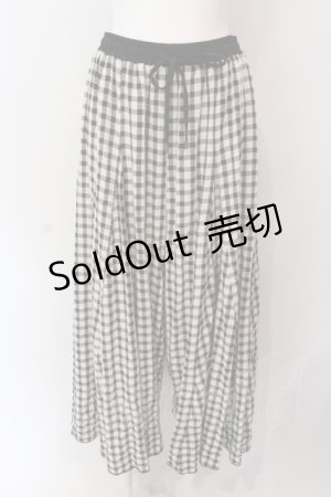 画像: axes femme / ブロックチェックコットンワイドパンツ  クロｘシロ O-25-06-23-132-AX-PA-YM-ZT061