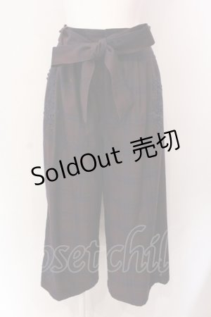 画像: axes femme / チェック柄ワイドパンツ M ワイン O-25-06-23-133-AX-PA-YM-ZT001