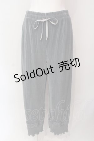 画像: axes femme / カットプリーツパンツ M ブルー O-25-06-23-136-AX-PA-YM-ZT103