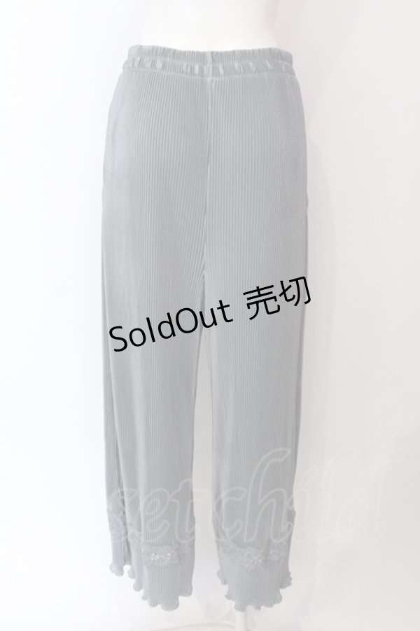 画像3: axes femme / カットプリーツパンツ M ブルー O-25-06-23-136-AX-PA-YM-ZT103 (3)