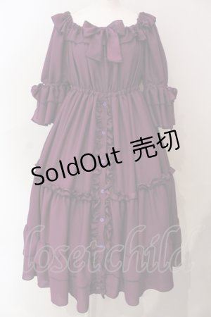画像: Physical Drop / シャーリングワンピース  パープル O-25-06-23-009-LO-OP-OW-OS