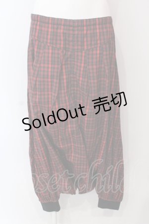 画像: ALGONQUINS / チェックサルエルパンツ  レッド×ブラック O-25-06-23-021-AL-PA-IG-ZS