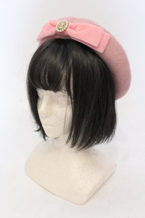画像: m petit by misako / カメオモチーフベレー帽  ピンク O-25-06-24-049-LO-AC-IG-OS