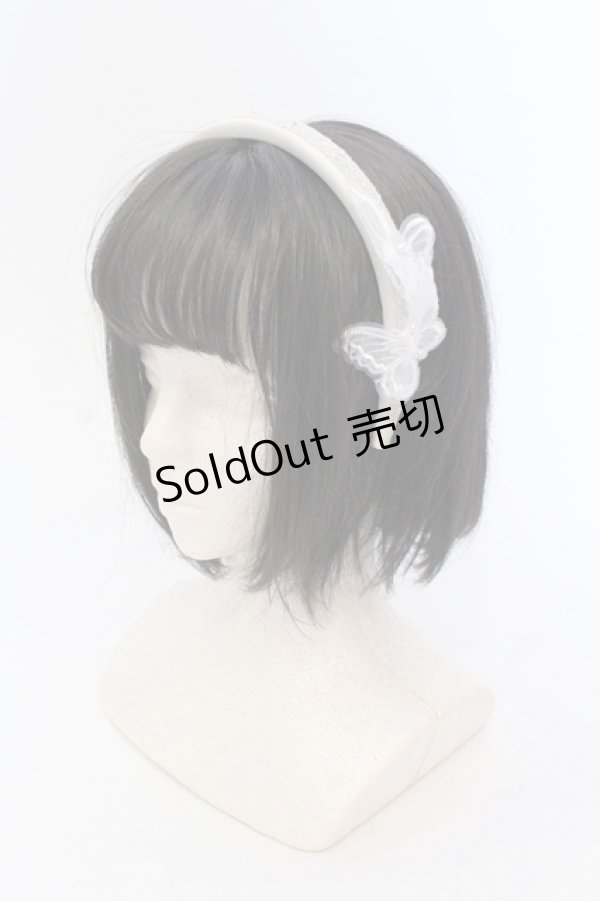 画像1: Victorian maiden / ツインパピヨンレースカチューシャ  オフホワイト O-25-06-24-057-CL-AC-OW-ZT271 (1)