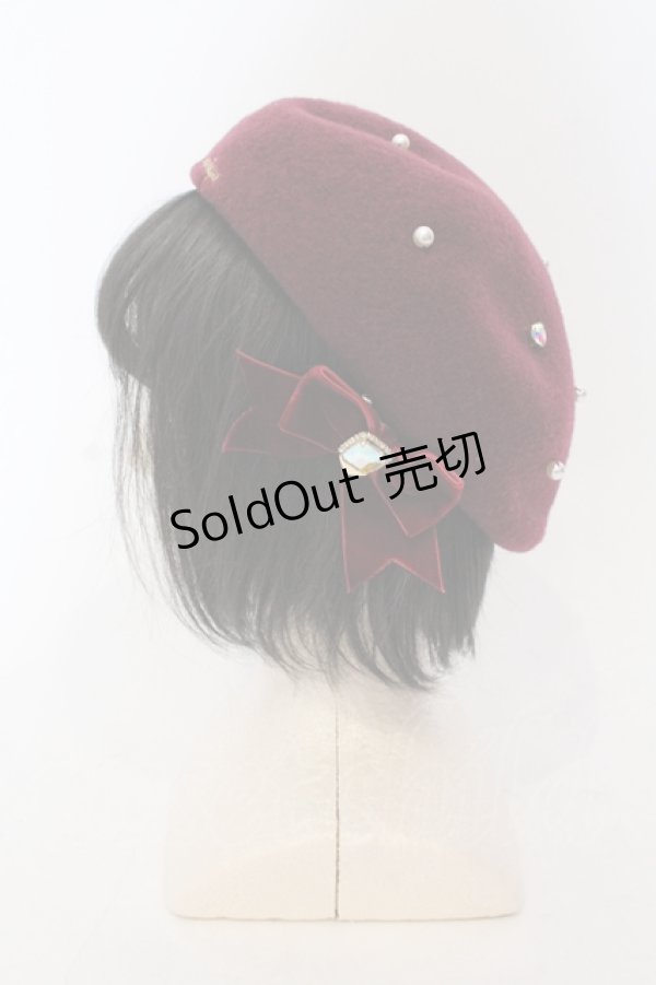 画像3: LIZ LISA / メッセージ刺繍リボンバスクベレー  ワイン O-25-06-24-060-LO-AC-IG-ZT-K011 (3)