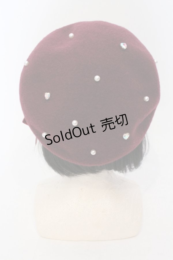 画像4: LIZ LISA / メッセージ刺繍リボンバスクベレー  ワイン O-25-06-24-060-LO-AC-IG-ZT-K011 (4)