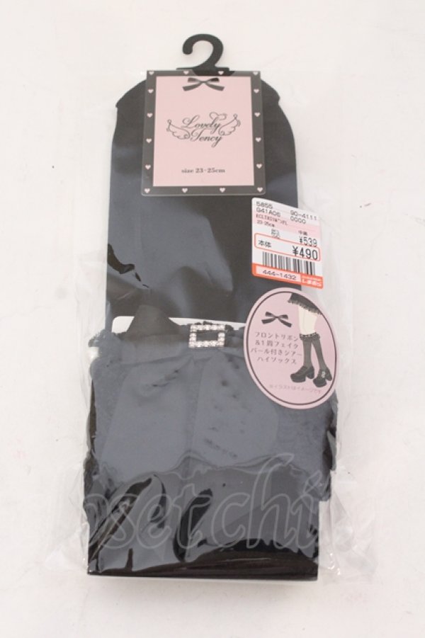 画像1: Lovely Tency / ECLTHSリボンPL 23-25cm クロ O-25-06-24-083-LO-ZA-IG-OS (1)