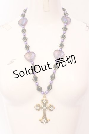 画像: Estrellas / クロスビーズネックレス  ブラック×パープル×ゴールド O-25-06-24-022-EL-AC-OW-OS