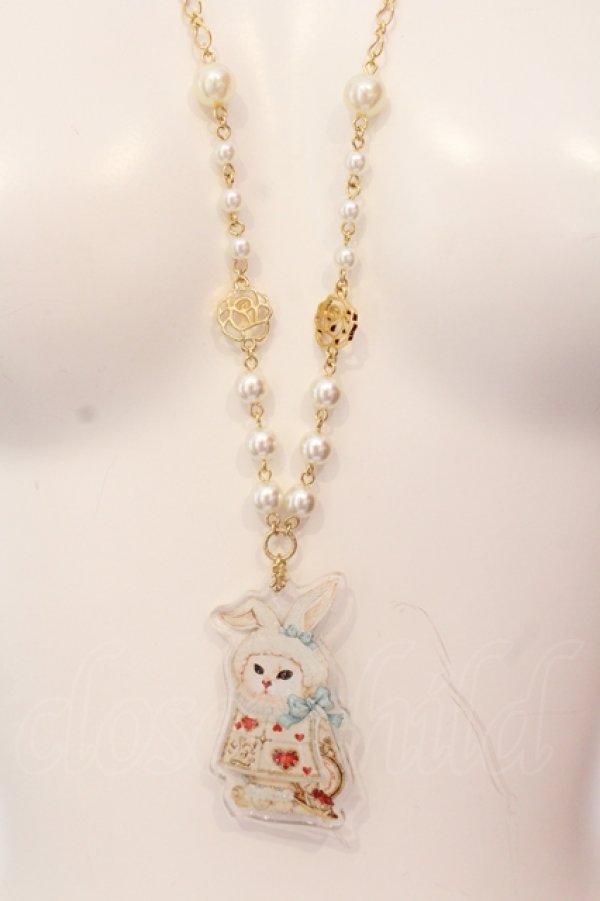 画像1: Enchantlic Enchantilly / 不思議の国のQueen cat　白ウサギ？！ネックレス  ゴールド O-25-06-24-023-LO-AC-OW-ZT208 (1)