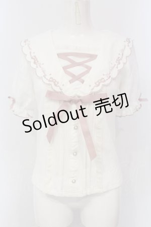 画像: LIZ LISA / レースアップセーラーリブカットブラウス  シロ・ピンク O-25-06-26-034-LO-TO-IG-OS