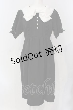 画像: DearMyLove / リボン襟ワンピース M クロ O-25-06-26-064-EL-OP-OW-OS