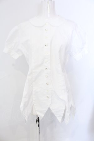 画像: Jane Marple / ランダムカット丸襟ブラウス  シロ O-25-06-26-077-JM-BL-OW-OS