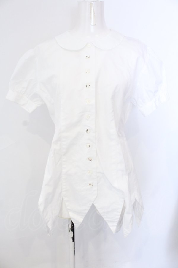 画像1: Jane Marple / ランダムカット丸襟ブラウス  シロ O-25-06-26-077-JM-BL-OW-OS (1)