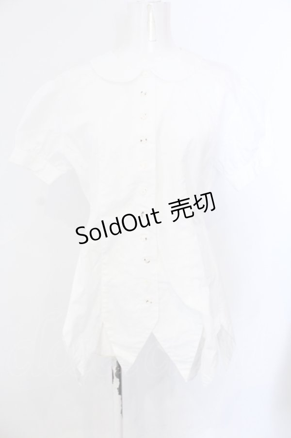 画像1: Jane Marple / ランダムカット丸襟ブラウス  シロ O-25-06-26-077-JM-BL-OW-ZT086 (1)