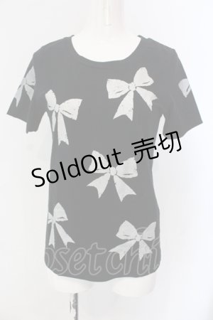 画像: Jane Marple Dans Le Salon / リボンwithリボンのTシャツ M クロ O-25-06-26-080-JM-TO-OW-OS