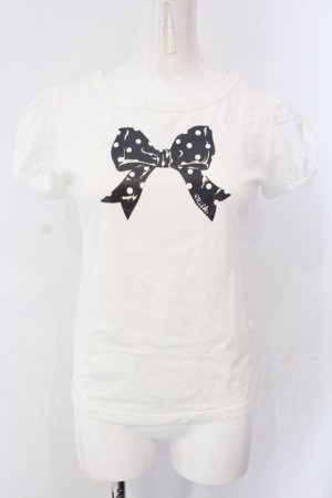 画像: MILK / ドットリボン半袖カットソー  シロ O-25-06-26-086-ML-TO-OW-OS