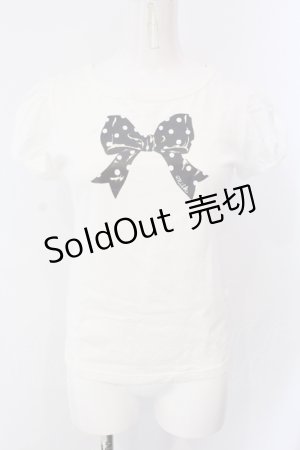 画像: MILK / ドットリボン半袖カットソー  シロ O-25-06-26-086-ML-TO-OW-ZT209