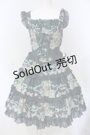 画像: metamorphose / Rose Cageティアードジャンパースカート  グリーン O-25-06-26-018-ME-OP-IG-OS