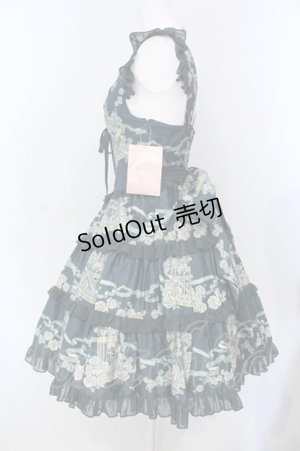 画像3: metamorphose / Rose Cageティアードジャンパースカート  グリーン O-25-06-26-018-ME-OP-IG-OS (3)