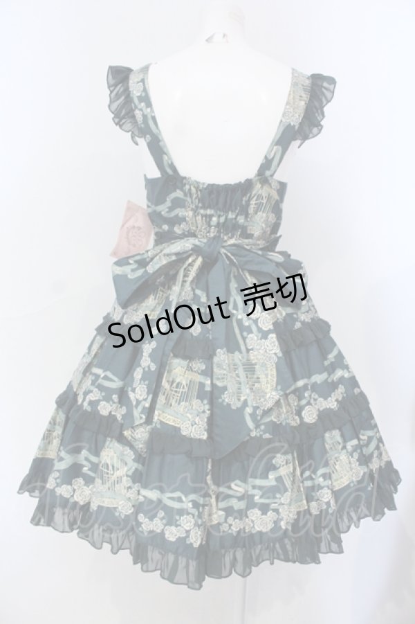 画像4: metamorphose / Rose Cageティアードジャンパースカート  グリーン O-25-06-26-018-ME-OP-IG-OS (4)